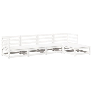 vidaXL 5 Piece Garden Sofa Set White Solid Wood Pine - 3299385 - Sofa In Store