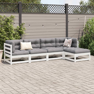 vidaXL 5 Piece Garden Sofa Set White Solid Wood Pine - 3299385 - Sofa In Store