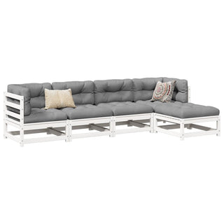 vidaXL 5 Piece Garden Sofa Set White Solid Wood Pine - 3299385 - Sofa In Store