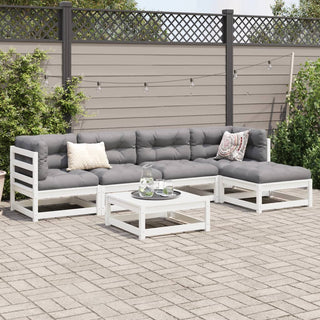 vidaXL 6 Piece Garden Sofa Set White Solid Wood Pine - 3299397 - Sofa In Store