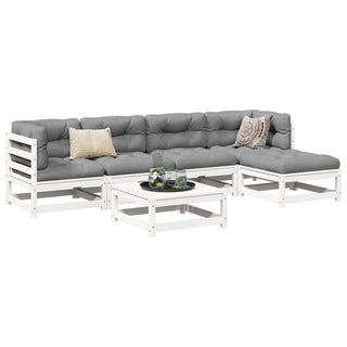 vidaXL 6 Piece Garden Sofa Set White Solid Wood Pine - 3299397 - Sofa In Store