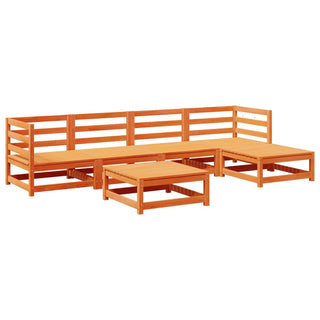 vidaXL 6 Piece Garden Sofa Set Wax Brown Solid Wood Pine - 3299398 - Sofa In Store