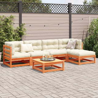 vidaXL 6 Piece Garden Sofa Set Wax Brown Solid Wood Pine - 3299398 - Sofa In Store