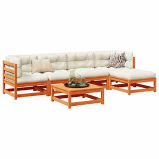 vidaXL 6 Piece Garden Sofa Set Wax Brown Solid Wood Pine - 3299398 - Sofa In Store