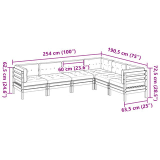 vidaXL 6 Piece Garden Sofa Set with Cushions Solid Wood Douglas Fir - Sofa In Store