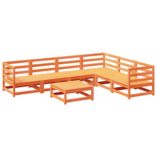 vidaXL 7 Piece Garden Sofa Set Wax Brown Solid Wood Pine - 3299464 - Sofa In Store