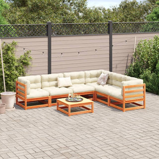 vidaXL 7 Piece Garden Sofa Set Wax Brown Solid Wood Pine - 3299464 - Sofa In Store