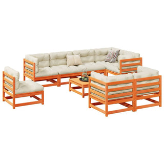 vidaXL 9 Piece Garden Sofa Set Wax Brown Solid Wood Pine - 3299509 - Sofa In Store