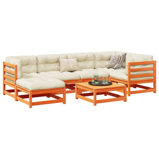 vidaXL 7 Piece Garden Sofa Set Wax Brown Solid Wood Pine - 3299531 - Sofa In Store