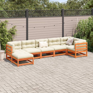 vidaXL 7 Piece Garden Sofa Set Wax Brown Solid Wood Pine - 3299542 - Sofa In Store