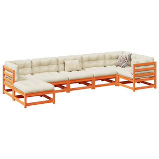 vidaXL 7 Piece Garden Sofa Set Wax Brown Solid Wood Pine - 3299542 - Sofa In Store
