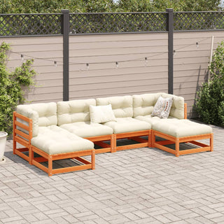 vidaXL 6 Piece Garden Sofa Set Wax Brown Solid Wood Pine - 3299564 - Sofa In Store