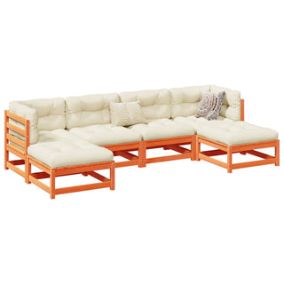 vidaXL 6 Piece Garden Sofa Set Wax Brown Solid Wood Pine - 3299564 - Sofa In Store