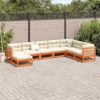 vidaXL 8 Piece Garden Sofa Set Wax Brown Solid Wood Pine - 3299575 - Sofa In Store