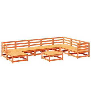vidaXL 9 Piece Garden Sofa Set Wax Brown Solid Wood Pine - 3299582 - Sofa In Store