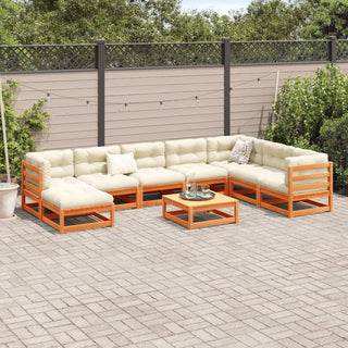 vidaXL 9 Piece Garden Sofa Set Wax Brown Solid Wood Pine - 3299582 - Sofa In Store