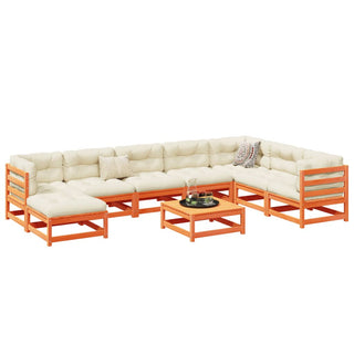 vidaXL 9 Piece Garden Sofa Set Wax Brown Solid Wood Pine - 3299582 - Sofa In Store