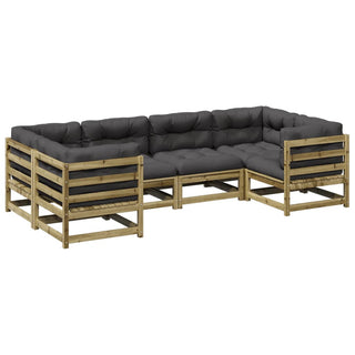 vidaXL 6 Piece Garden Sofa Set with Cushions Impregnated Wood Pine - 3299610 - Sofa In Store