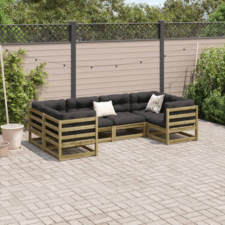 vidaXL 6 Piece Garden Sofa Set with Cushions Impregnated Wood Pine - 3299610 - Sofa In Store