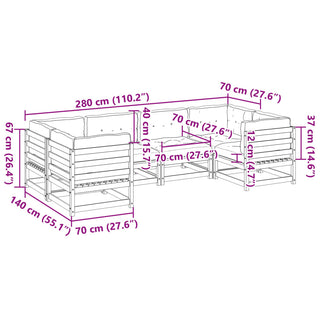 vidaXL 6 Piece Garden Sofa Set with Cushions Impregnated Wood Pine - 3299610 - Sofa In Store