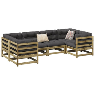 vidaXL 6 Piece Garden Sofa Set with Cushions Impregnated Wood Pine - 3299610 - Sofa In Store