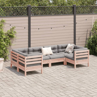 vidaXL 6 Piece Garden Sofa Set with Cushions Solid Wood Douglas Fir - Sofa In Store