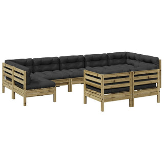 vidaXL 9 Piece Garden Sofa Set with Cushions Impregnated Wood Pine - 3299635 - Sofa In Store