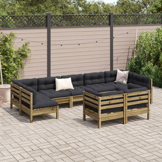 vidaXL 9 Piece Garden Sofa Set with Cushions Impregnated Wood Pine - 3299635 - Sofa In Store