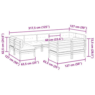 vidaXL 9 Piece Garden Sofa Set with Cushions Impregnated Wood Pine - 3299635 - Sofa In Store