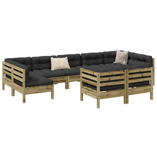 vidaXL 9 Piece Garden Sofa Set with Cushions Impregnated Wood Pine - 3299635 - Sofa In Store