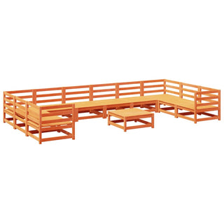 vidaXL 11 Piece Garden Sofa Set Wax Brown Solid Wood Pine - 3299645 - Sofa In Store