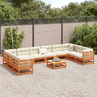 vidaXL 11 Piece Garden Sofa Set Wax Brown Solid Wood Pine - 3299645 - Sofa In Store