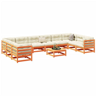 vidaXL 11 Piece Garden Sofa Set Wax Brown Solid Wood Pine - 3299645 - Sofa In Store
