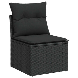 vidaXL 2 Piece Garden Sofa Set with Cushions Black Poly Rattan Acacia - 3325231 - Sofa In Store