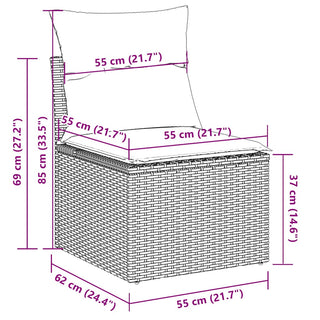 vidaXL 2 Piece Garden Sofa Set with Cushions Black Poly Rattan Acacia - 3325231 - Sofa In Store