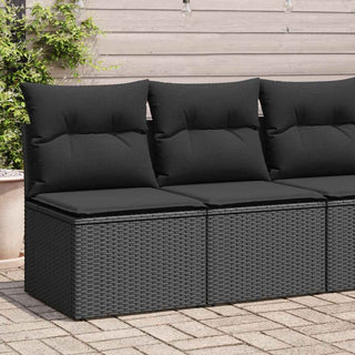 vidaXL 2 Piece Garden Sofa Set with Cushions Black Poly Rattan Acacia - 3325231