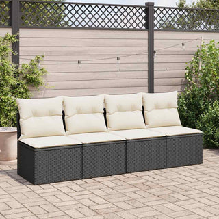 vidaXL 2 Piece Garden Sofa Set with Cushions Black Poly Rattan Acacia - 3325232 - Sofa In Store