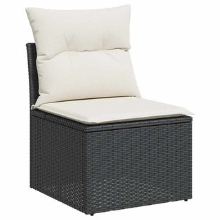 vidaXL 2 Piece Garden Sofa Set with Cushions Black Poly Rattan Acacia - 3325232 - Sofa In Store