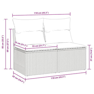 vidaXL 2 Piece Garden Sofa Set with Cushions Black Poly Rattan Acacia - 3325232 - Sofa In Store