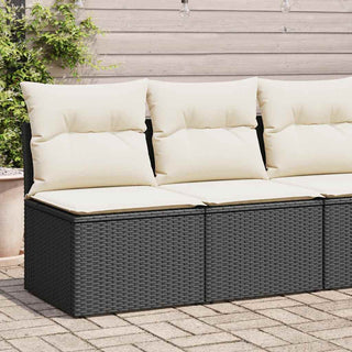 vidaXL 2 Piece Garden Sofa Set with Cushions Black Poly Rattan Acacia - 3325232