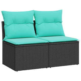 vidaXL 2 Piece Garden Sofa Set with Cushions Black Poly Rattan Acacia - 3325233 - Sofa In Store