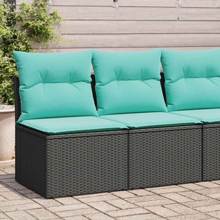 vidaXL 2 Piece Garden Sofa Set with Cushions Black Poly Rattan Acacia - 3325233 - Sofa In Store