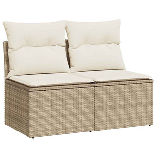 vidaXL 2 Piece Garden Sofa Set with Cushions Beige Poly Rattan Acacia - 3325234 - Sofa In Store