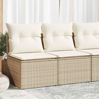 vidaXL 2 Piece Garden Sofa Set with Cushions Beige Poly Rattan Acacia - 3325234