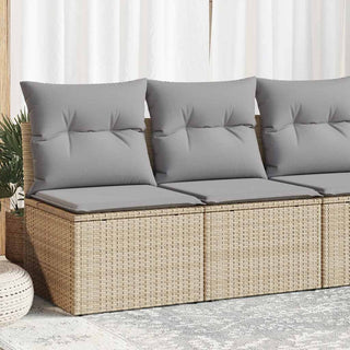 vidaXL 2 Piece Garden Sofa Set with Cushions Beige Poly Rattan Acacia - 3325235