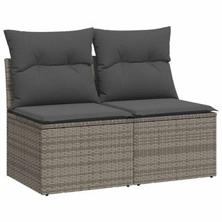 vidaXL 2 Piece Garden Sofa Set with Cushions Grey Poly Rattan Acacia - 3325236 - Sofa In Store
