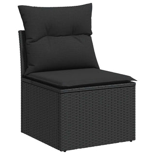 vidaXL 2 Piece Garden Sofa Set with Cushions Black Poly Rattan Acacia - 3325241