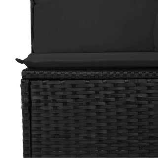 vidaXL 2 Piece Garden Sofa Set with Cushions Black Poly Rattan Acacia - 3325241