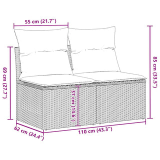 vidaXL 2 Piece Garden Sofa Set with Cushions Black Poly Rattan Acacia - 3325241