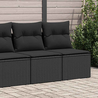 vidaXL 2 Piece Garden Sofa Set with Cushions Black Poly Rattan Acacia - 3325241
